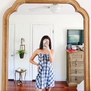Some Days Lovin’ Plaid Blue Strapless Mini Dress